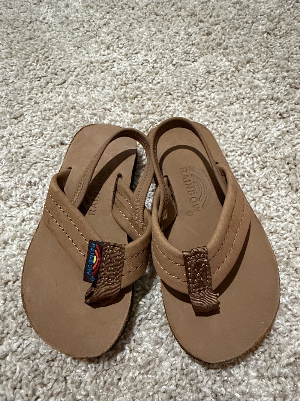 Rainbow Kids Brown Leather Flip-Flop Sandals